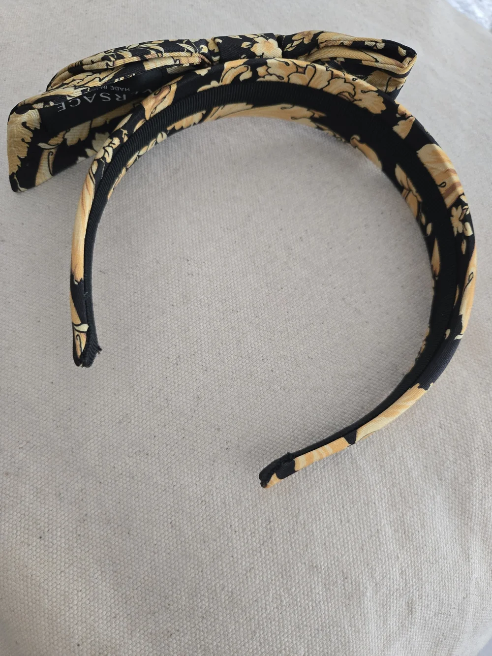Versace Floral Black & Gold Knot Headband
